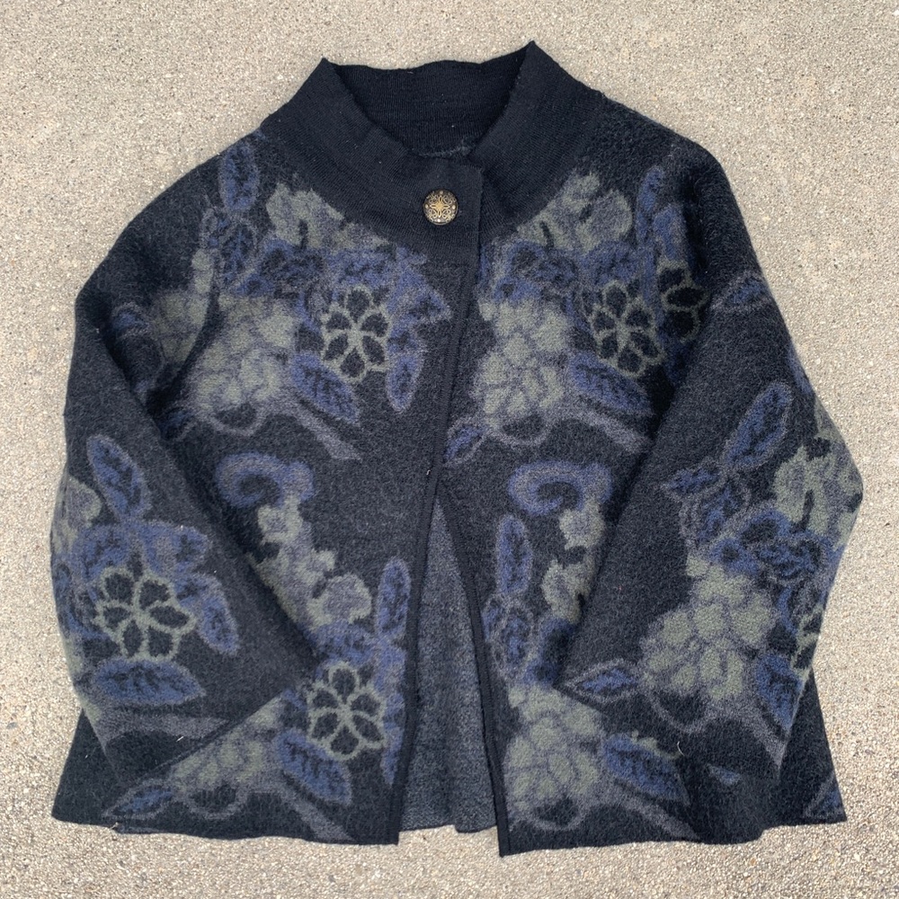Wool Floral Cardigan Jacket Sweater
